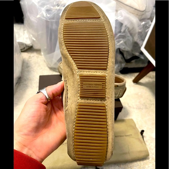 EUC Men’s Size 8 Bottega Veneta Suede Intrecciato Loafers/Driver Shoes In Beige - Picture 9 of 13